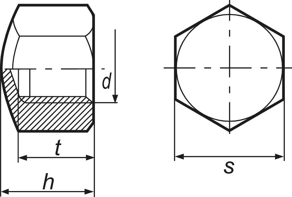 DIN 917  M  8  quality 6Au zinc-plated